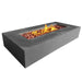 Stonelum Manhattan 02 Rectangular Concrete Fire Pit graphite with fire on a white backgroud