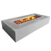 Stonelum Manhattan 02 Rectangular Concrete Fire Pit natural concrete with fire on a white backgroud