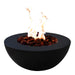 Stonelum Venecia 05 Concrete Fire Bowl black with fire on a white background