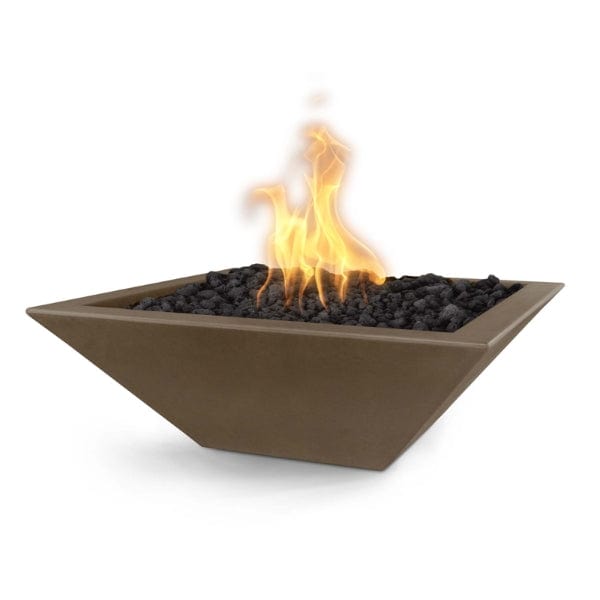 The Outdoor Plus Maya Concrete Fire Bowl in Chocolate color with white background