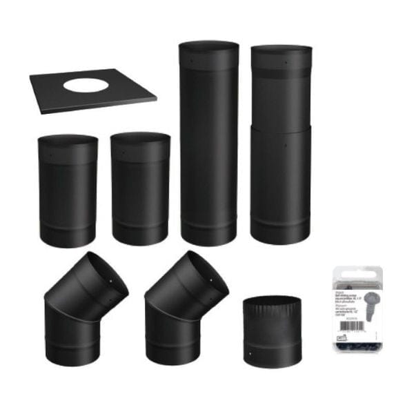 6'' Black Single Wall Pipe for Wood Stoves l Fire Pit Surplus
