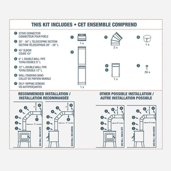 6" Vortex To The Wall Double Wall Pipe Kit Diagram
