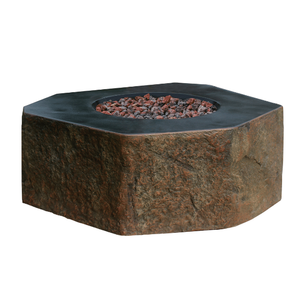 Elementi Columbia Hexagon Concrete Fire Pit Table OFG105 With No Flame On White Background