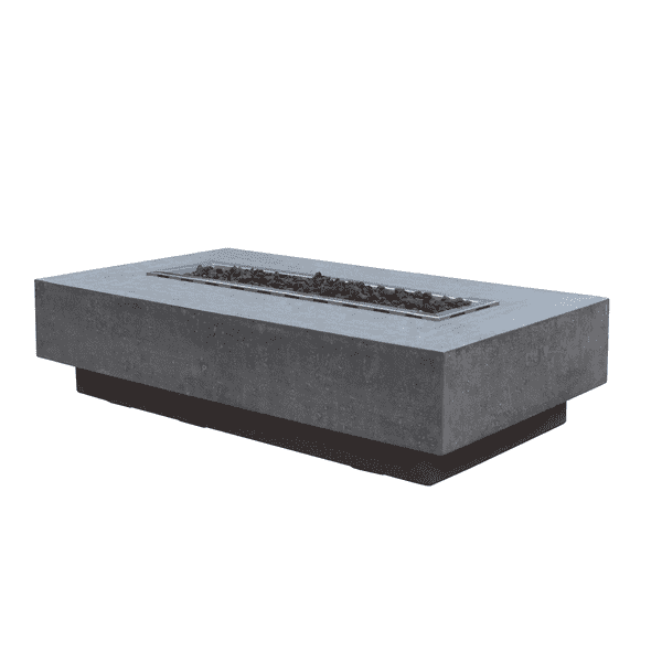 Elementi Hampton Rectangle Concrete Fire Pit Table Side View Without Flame On A White Background