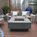 Elementi Manhattan Square Concrete Fire Pit Table OFG103 with No Flames, On a Deck Outdoor Set up