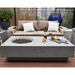 Elementi Metropolis Rectangle Concrete Fire Pit Table OFG104 With Flame, Propane Tank Cover, Wine, Fruits, Spacious Coffee Table, Couch on Deck Set Up