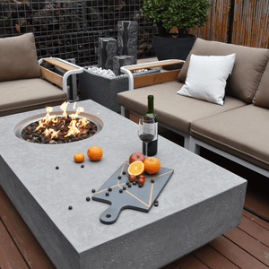 Elementi Metropolis Rectangle Concrete Propane Fire Pit Table