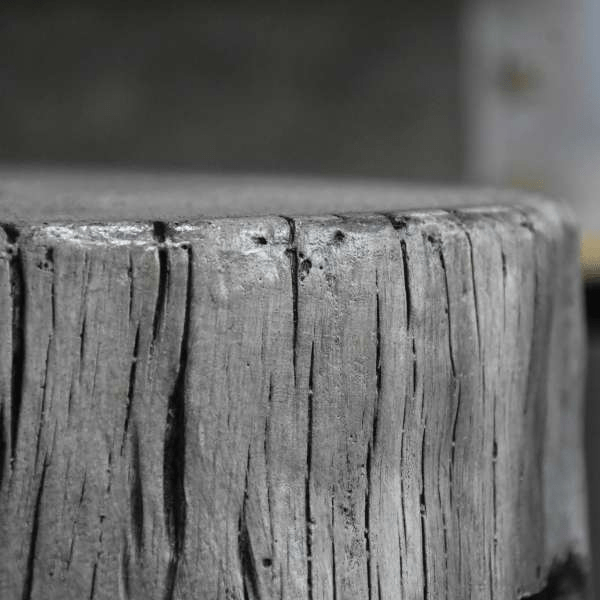 Elementi Warren Table - Propane - OFG307 Classic Gray Glass Fiber Reinforced Concrete Close Up Texture and Wood Grain Finish Top Side