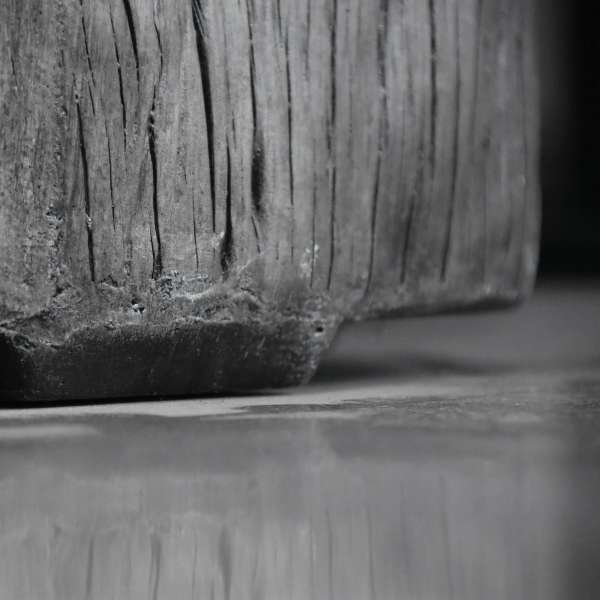 Elementi Warren Table - Propane - OFG307 Classic Gray Glass Fiber Reinforced Concrete Close Up Texture and Wood Grain Finish Bottom