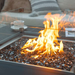 Elementi Plus Sofia Marble Porcelain Fire Table OFP103BB With Flame on Black Fire Glass Close Up