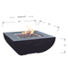 Modeno Aurora Black Square Concrete Fire Pit Table OFG114 Size Dimensions, Length, Width, and Height