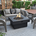 Modeno Branford Square Concrete Fire Pit Table OFG141 Black with Flame on Outdoor Patio Set Up