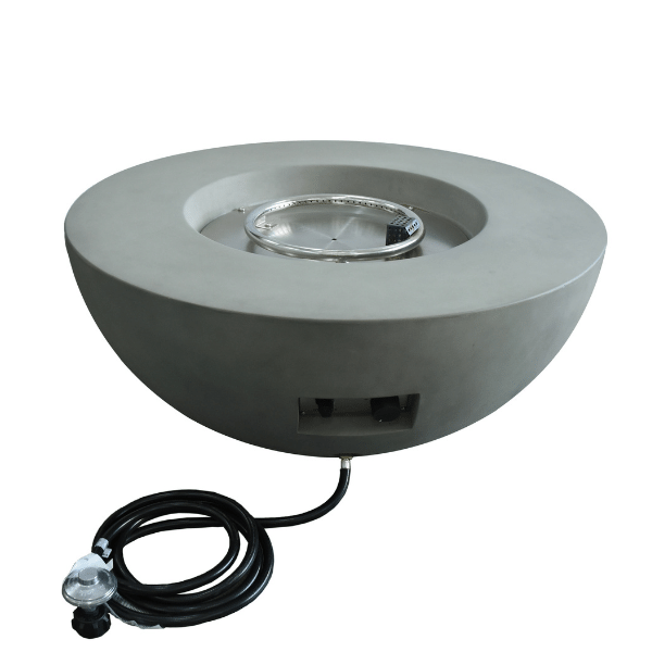 Modeno Roca Round Concrete Fire Table OFG107 Stainless Steel Burner and Propane Connection