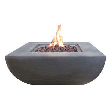 Modeno Westport Square Concrete Fire Pit Table OFG135 With Flame White Background