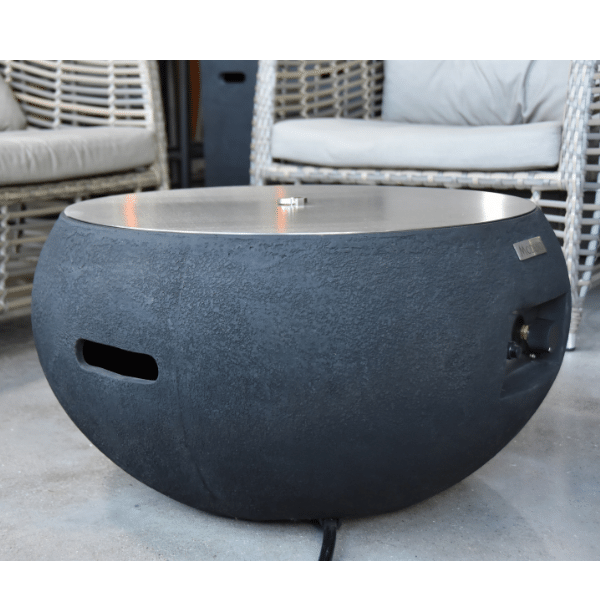 Modeno York Round Concrete Fire Bowl OFG115 With Stainless Steel Burner Cover Lid