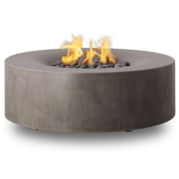 PyroMania Fire Avalon Round Concrete Commercial Fire Pit Table Slate In White Background