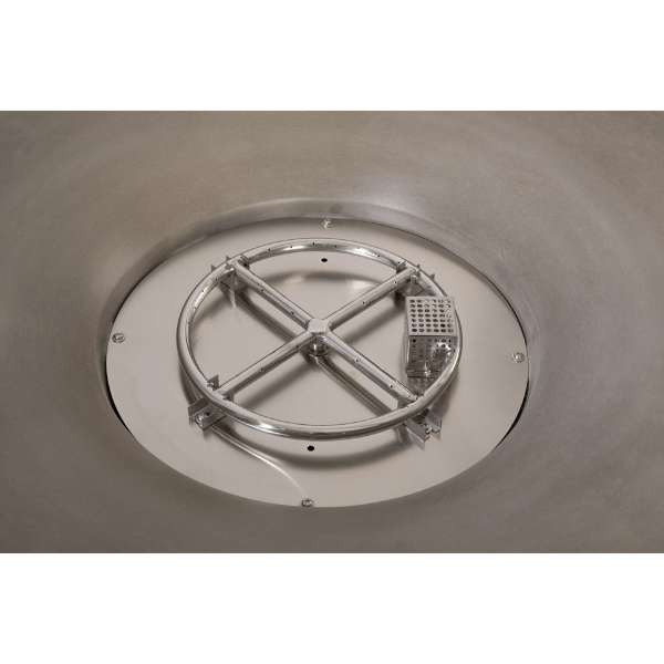 PyroMania Fire Avalon Round Concrete Commercial Fire Pit Table Stainless Steel Burner Top View