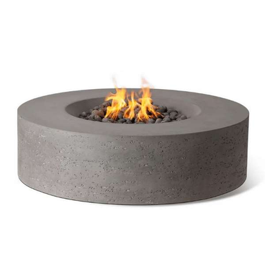 PyroMania Fire Genesis Round Concrete Fire Pit Table Slate With Flame on White Background