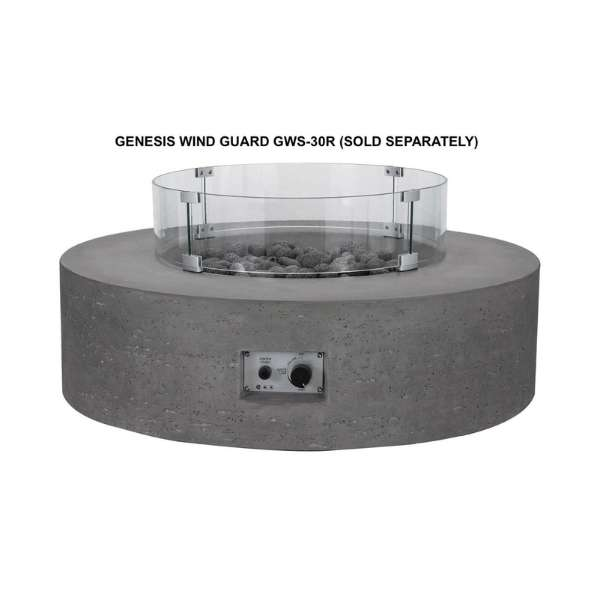 PyroMania Fire Genesis Round Concrete Fire Pit Table No Flame With Optional Wind Guard
