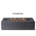 PyroMania Fire Millenia Rectangle Concrete Fire Pit Table Charcoal Side View With Flame On White Background