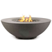 PyroMania Fire Shangri-La Round Concrete Fire Pit Table Slate with Flame On a White Background