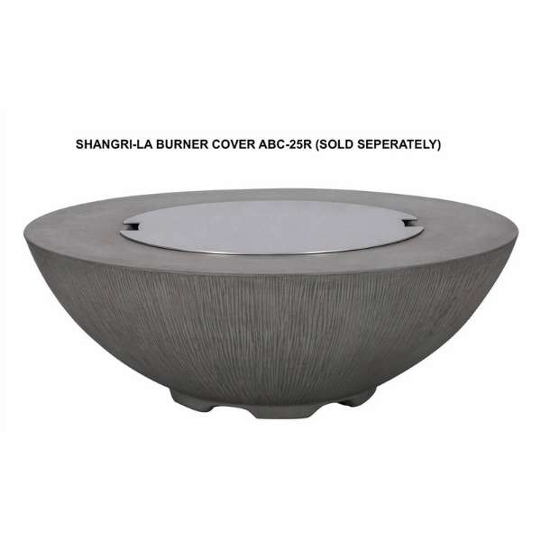PyroMania Fire Shangri-La Round Concrete Fire Pit Table Slate with Optional Round Burner Cover Accessory
