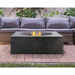 PyroMania Fire Tao Square Concrete Commercial Fire Pit Table Charcoal With Flame on Backyard Deck Set Up