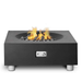PyroMania Fire Tao Square Concrete Commercial Fire Pit Table Charcoal With Flame On White Background