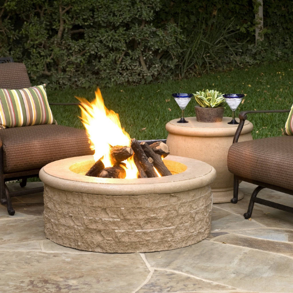 American Fyre Designs Chiseled Fire Pit In An Outdoor Set Up
