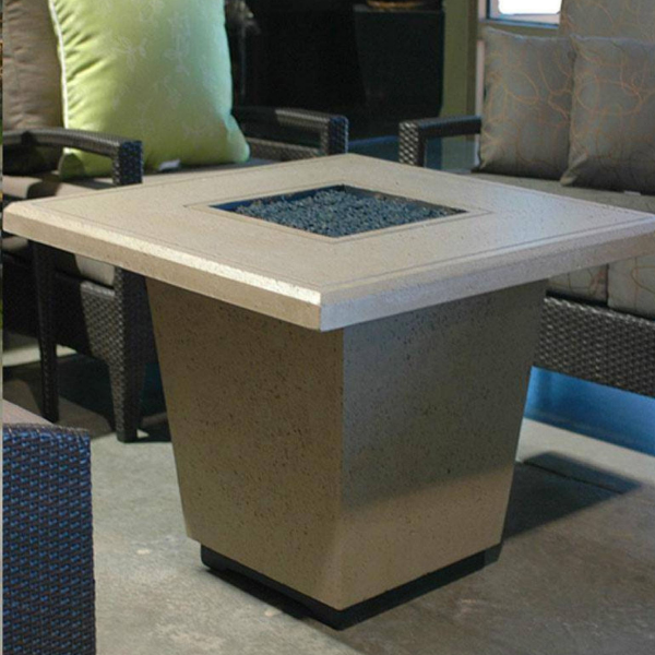 American Fyre Designs Cosmopolitan Square Fire Table On An Indoor Sample Set Up