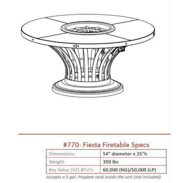 American Fyre Designs Fiesta Fire Table Dimension 