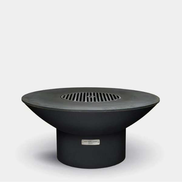    Arteflame Classic 40 Inch Black Label Low Round Base With Grill Grate On A White Background