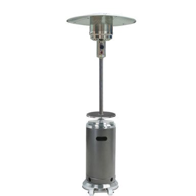 AZ Patio Heater 87" Two Tone Outdoor Patio Heater with Table- Hammered Bronze & Stainless Steel Patio Heater AZ Patio Heaters in white background