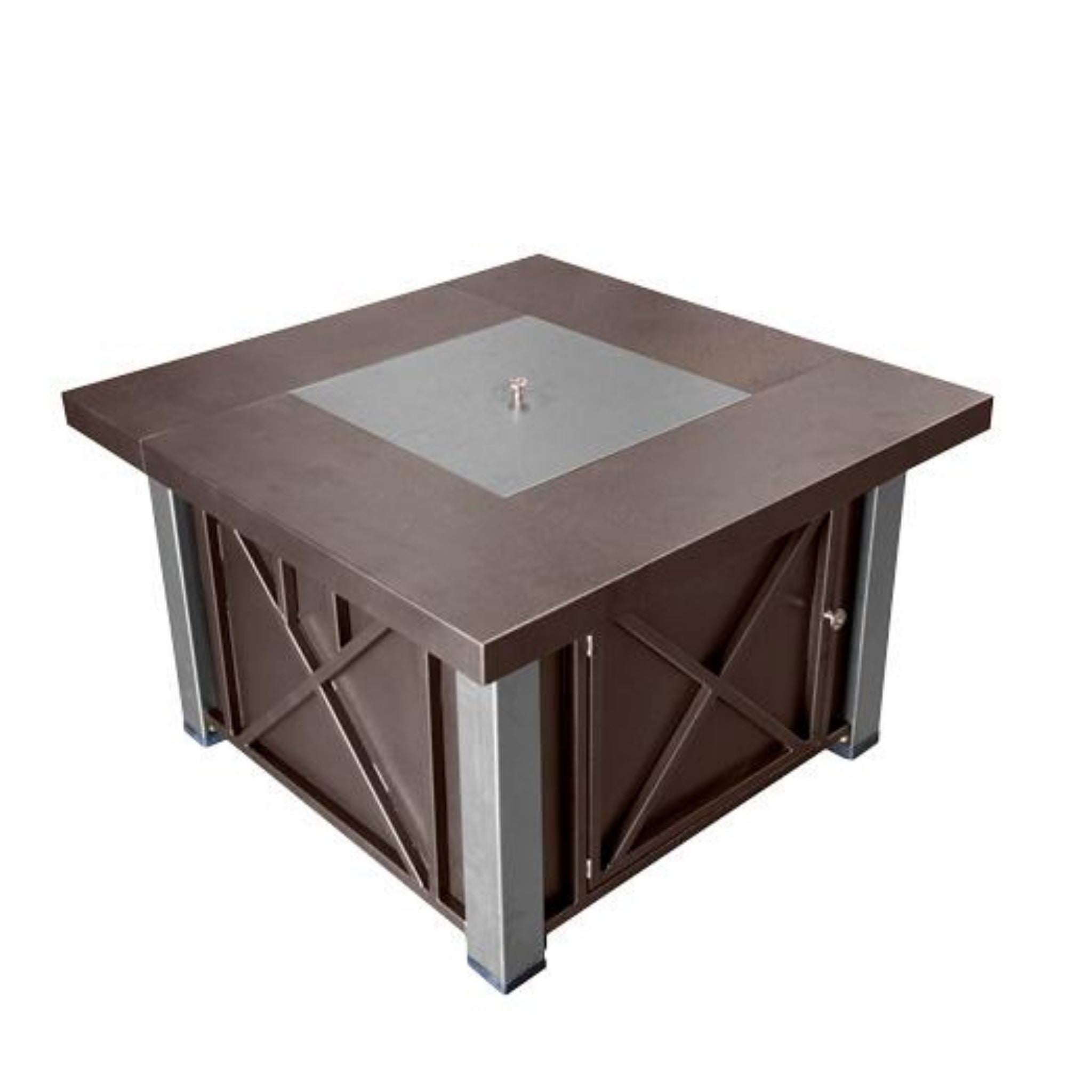AZ Patio Heaters 38" Decorative Hammered Bronze Fire Pit Table with Stainless Steel Legs and Lid GSF-DGHSS Fire Pit AZ Patio Heaters - top closed | white background