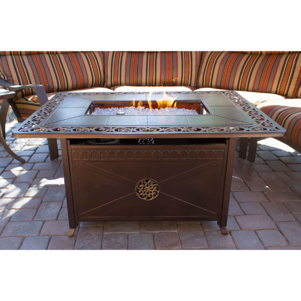 Az Patio Heaters Fire Pit Propane In Decorative Bronze In An Outdoor Sample Set Up