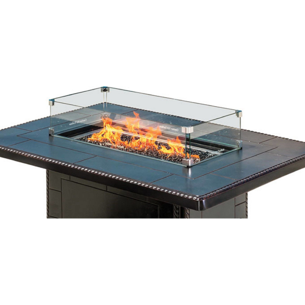 Az Patio Heaters Rectangle Glass Fire Pit Wind Guard On A White Background.