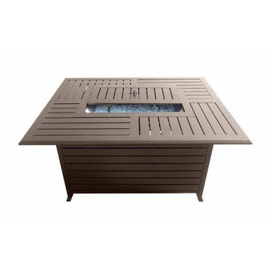 AZ Patio Heaters Rectangular Slatted Aluminum Fire Pit Table FS-1010-T-12 - In white background