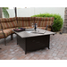         Az Patio Heaters Square Slatted Aluminum Fire Pit Table In Front Of A Couch Without Flame On And A Wine On Top