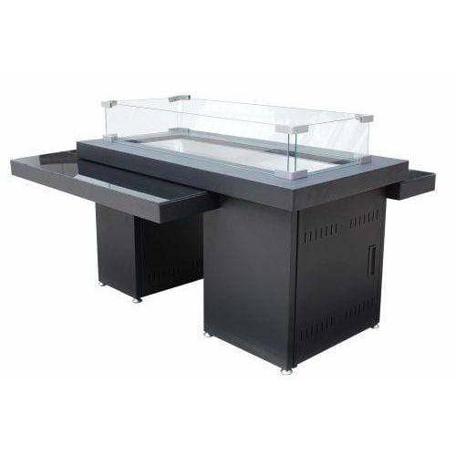 AZ Patio Heaters Two Tier Rectangular Glass Fire Pit Table- White background