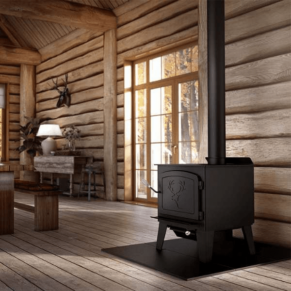 Drolet Black Stag II Wood Stove DB03411 l Fire Pit Surplus