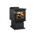 Drolet Escape 1200 Wood Stove DB03182 With Flame Side View 