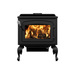 Drolet Escape 1800 Wood Stove On Legs Black Door Db03105 In White Background Front View