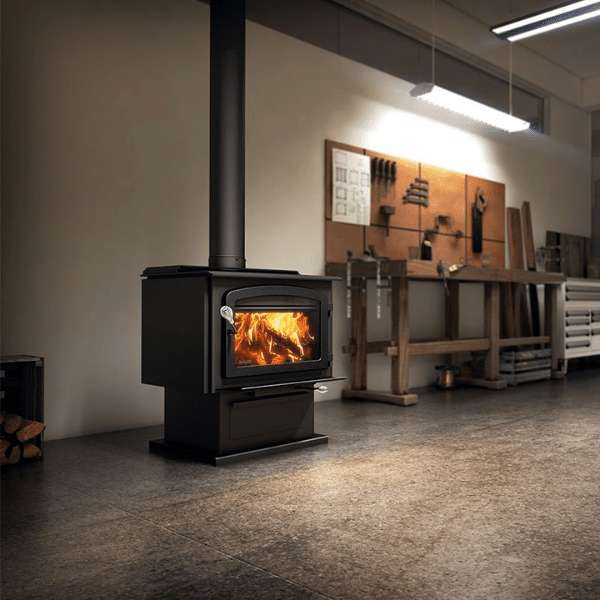 Drolet Escape 2100 Wood Stove Db03129 In Lifestyle Photo