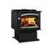 Drolet Escape 2100 Wood Stove With Brushed Nickel Trims Db03131 In White Background Side View