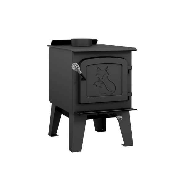 Drolet Fox Wood Stove Right Side View On A White Background