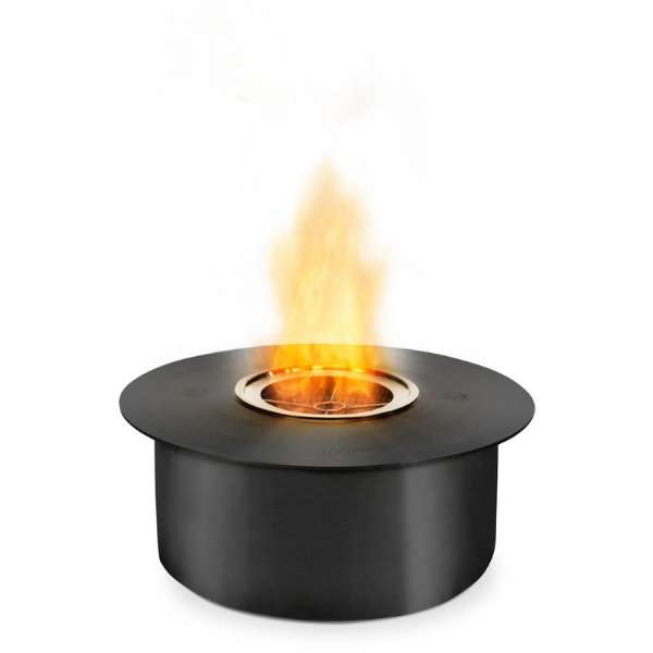 Ecosmart Ab8 Ethanol Burner In Black With Flame On A White Background