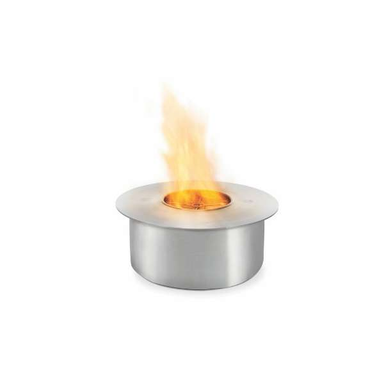     Ecosmart Ab8 Ethanol Burner In Stainless Steel With Flame On A White Background