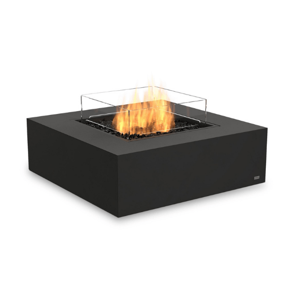 Ecosmart Base 40 Fire Table In Graphite With Flame On A White Background
