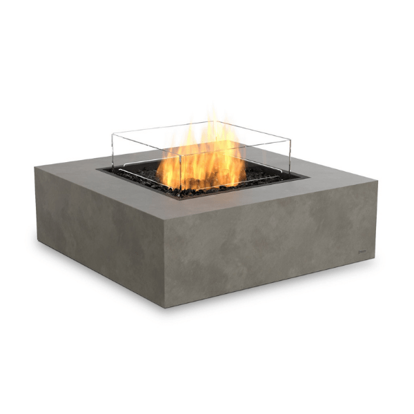 Ecosmart Base 40 Fire Table In Natural With Flame On A White Background