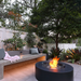 Ecosmart Fire Ark Freestanding Fire Table In Graphite With Flame And Bench On A Garden Set Up
